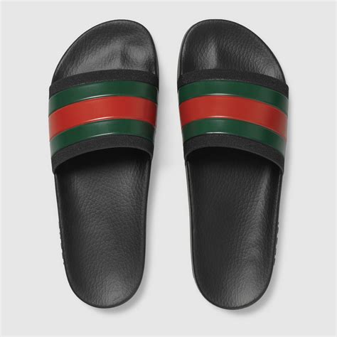 gucci rubber slide sandals with web|Gucci rubber sandals sale.